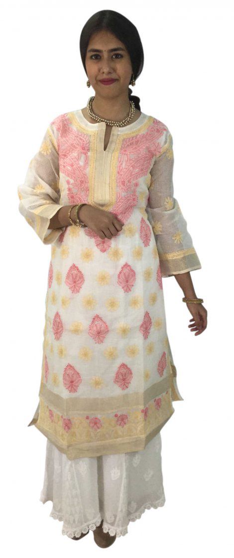 Chikankari Long Kota Kurti