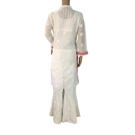 White Long Cotton Chikankari Kurta