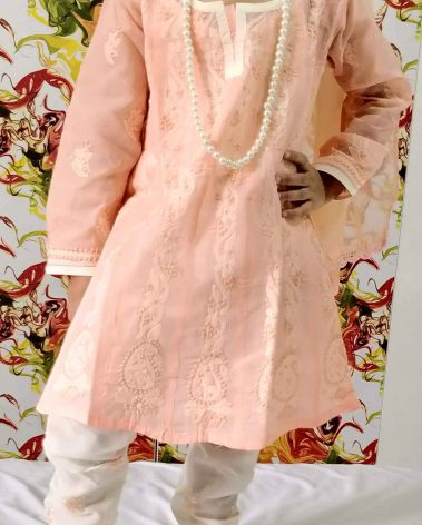 Front image of chikankari anarkali set