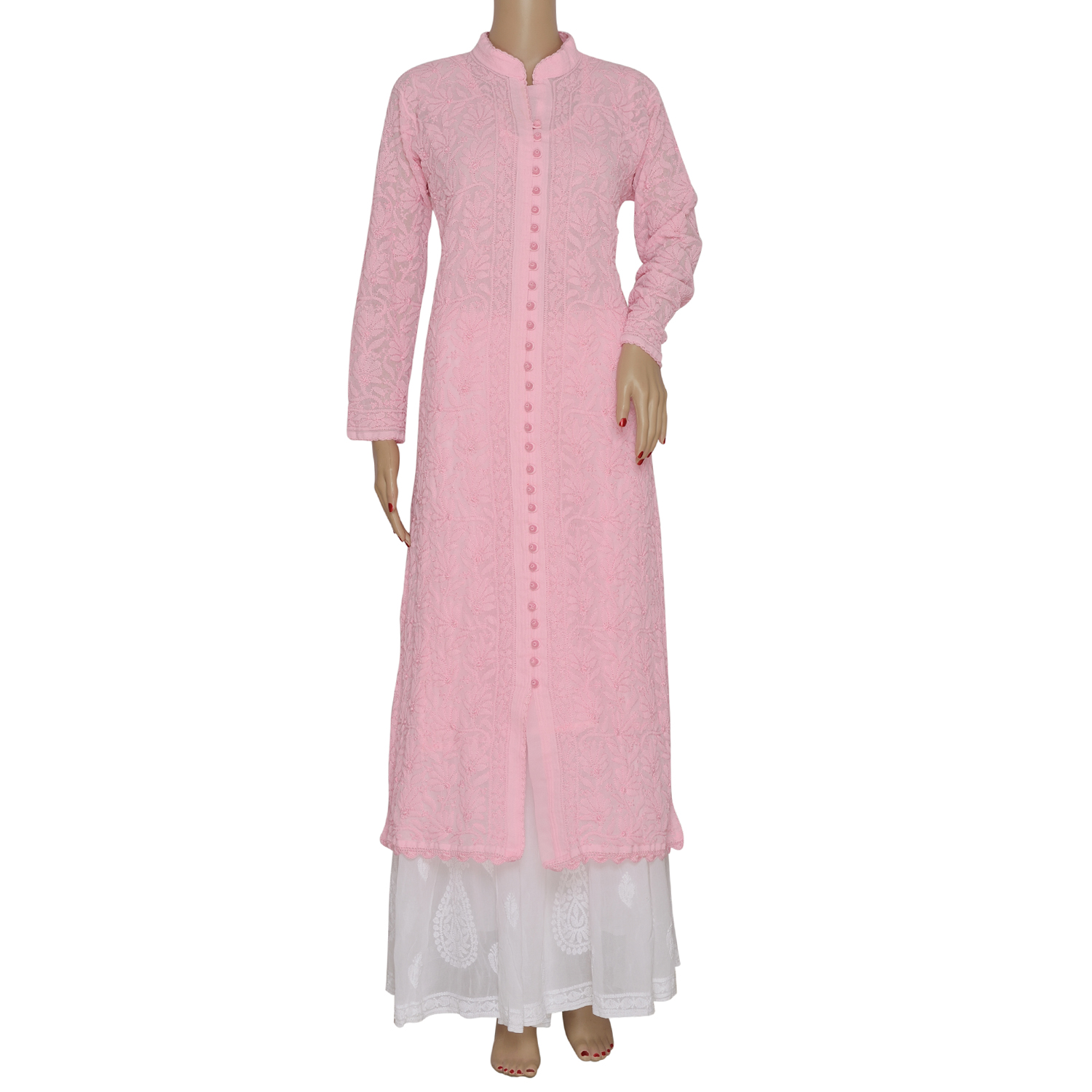 New Pink Lucknowi Chikankari Kurti For Women at Rs650Piece in ratlam  offer by Shree Jee Girls Collection And Boutique